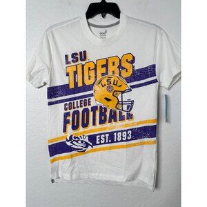 LSU Tigers College Football White Graphic T-Shirt LG 14/16 Youth Cotton NWT